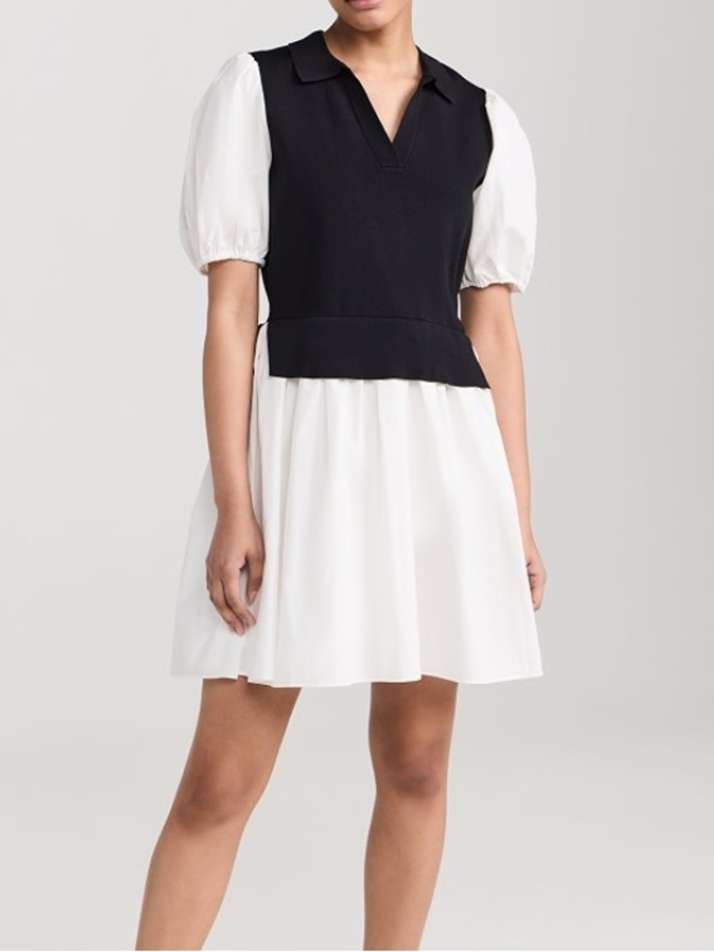 English Factory | Knit collared poplin mini dress